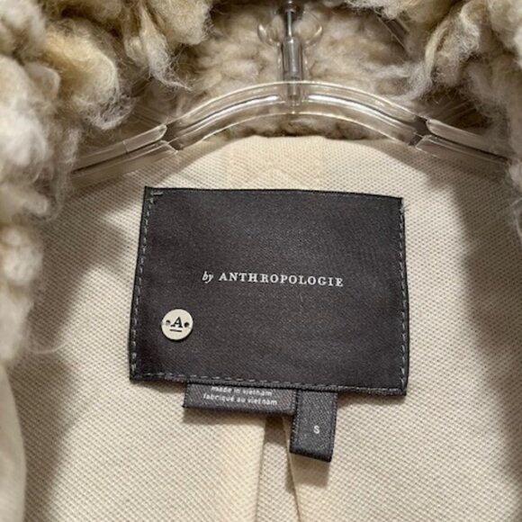 Anthropologie Brenna Faux Fur Jacket, Cream, Size Small - Picture 3 of 4